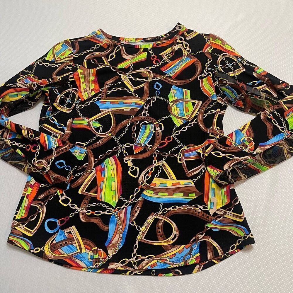 ICIKULS Horsebit Equestrian Long Sleeve Shirt Size Small